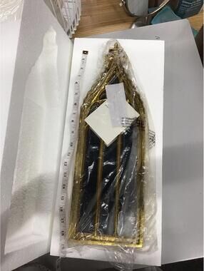 Antiqued cathedral 4 panel mirror by Valerie antique gold new from qvc